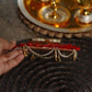 Red Pooja Thali With Ribbon Work 5''