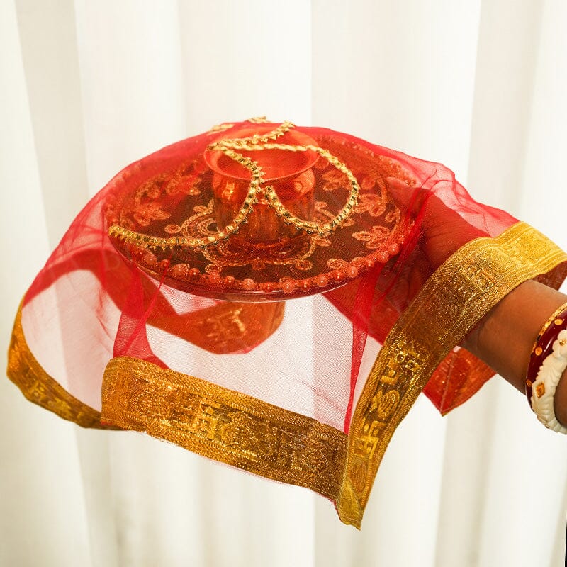 Om Red Divine Thali Cover