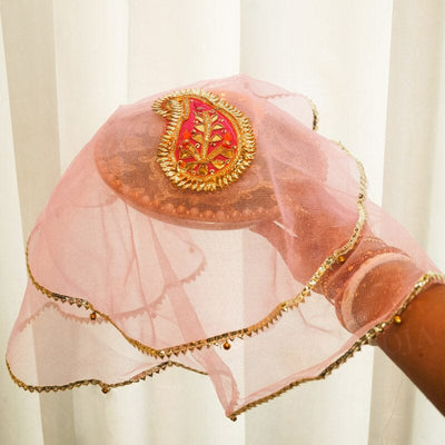 Pastel Pink Gota Patti Thali Cover