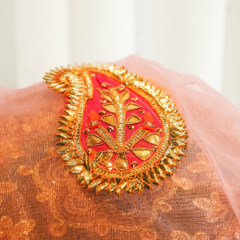 Pastel Pink Gota Patti Thali Cover
