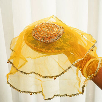 Charming Yellow Gota Patti Thali cover