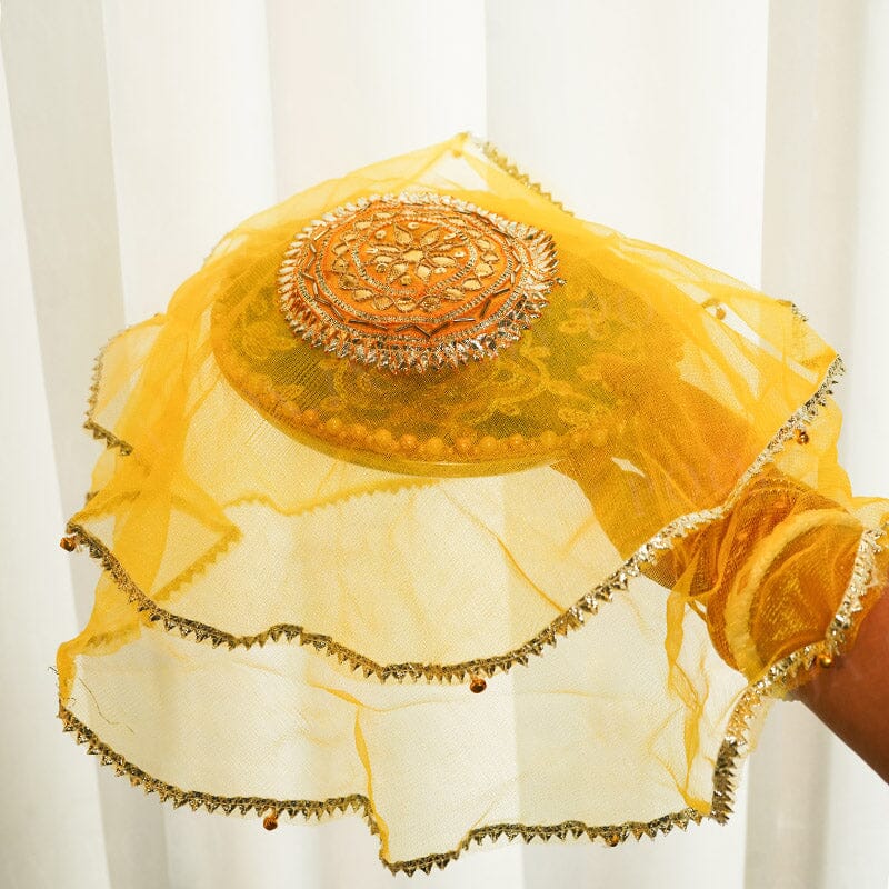 Charming Yellow Gota Patti Thali cover