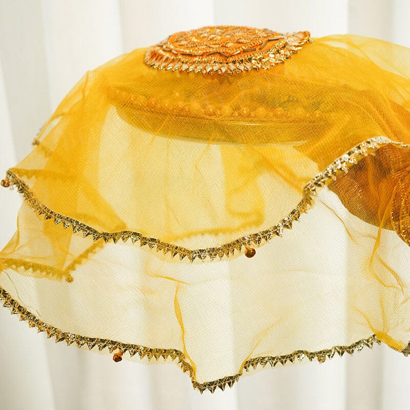 Charming Yellow Gota Patti Thali cover