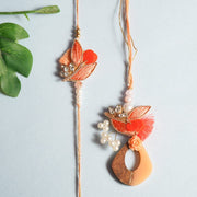 Embellished Tangerine Bhaiya Bhabhi Rakhi
