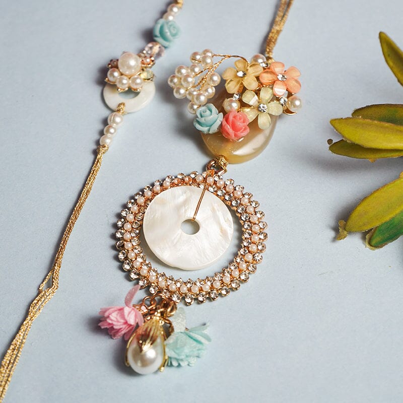 Stylish Pearl Bhaiya Bhabhi Rakhi Set
