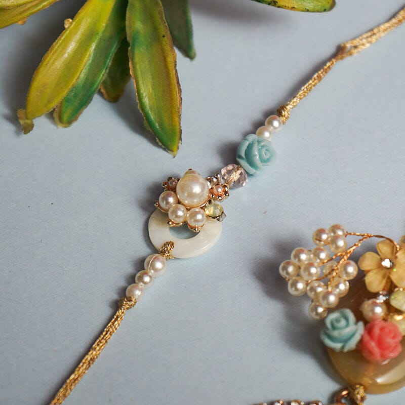 Stylish Pearl Bhaiya Bhabhi Rakhi Set