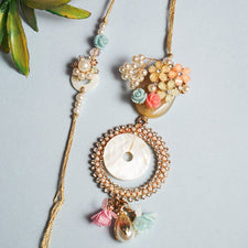 Stylish Pearl Bhaiya Bhabhi Rakhi Set
