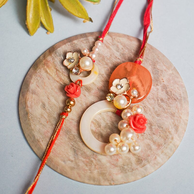 Exquisite Pearl Bhaiya Bhabhi Rakhi Set
