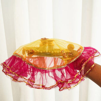 Charming Yellow & Pink Thali Cover
