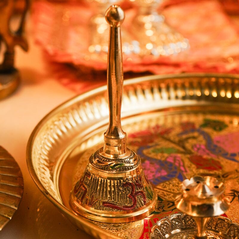 Traditional Minakari Brass Pooja Thali Set