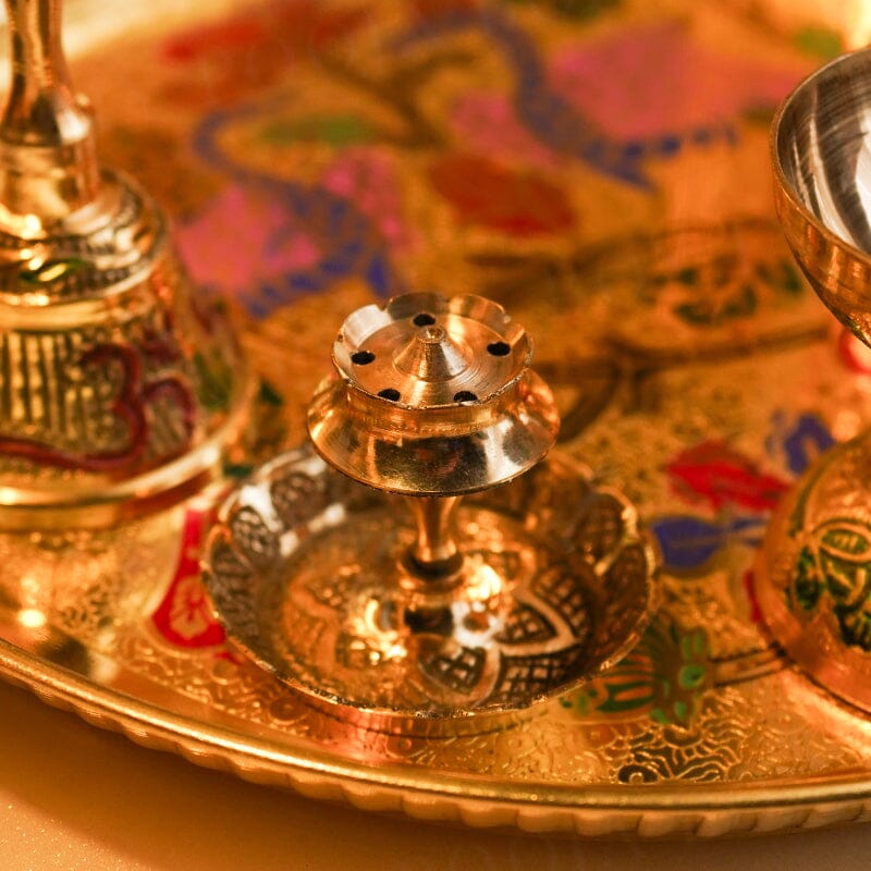 Traditional Minakari Brass Pooja Thali Set
