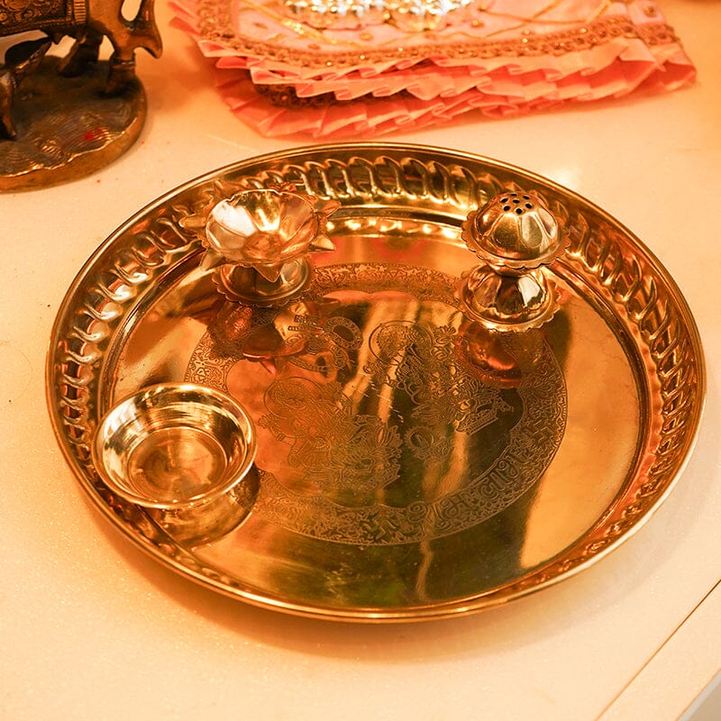 Elegant Ganesh Laxmi Brass Pooja Thali