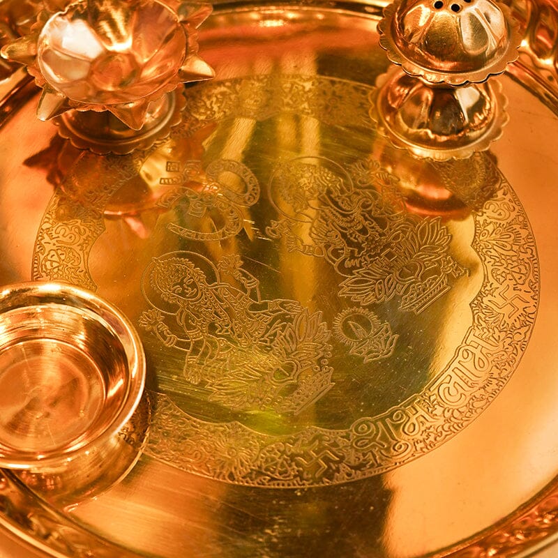 Elegant Ganesh Laxmi Brass Pooja Thali