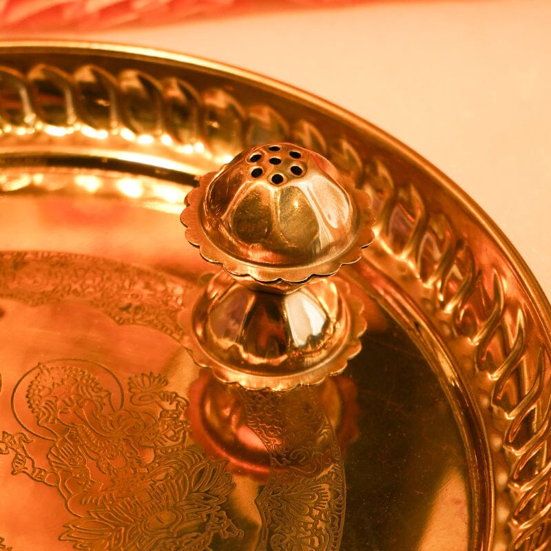Elegant Ganesh Laxmi Brass Pooja Thali