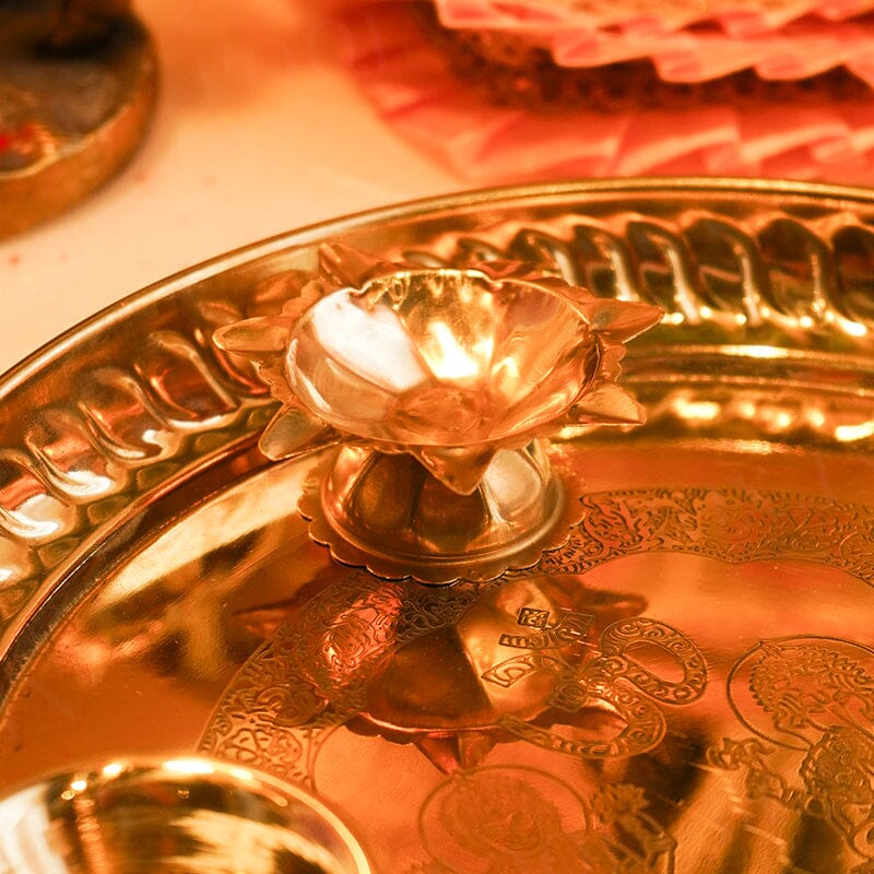 Elegant Ganesh Laxmi Brass Pooja Thali