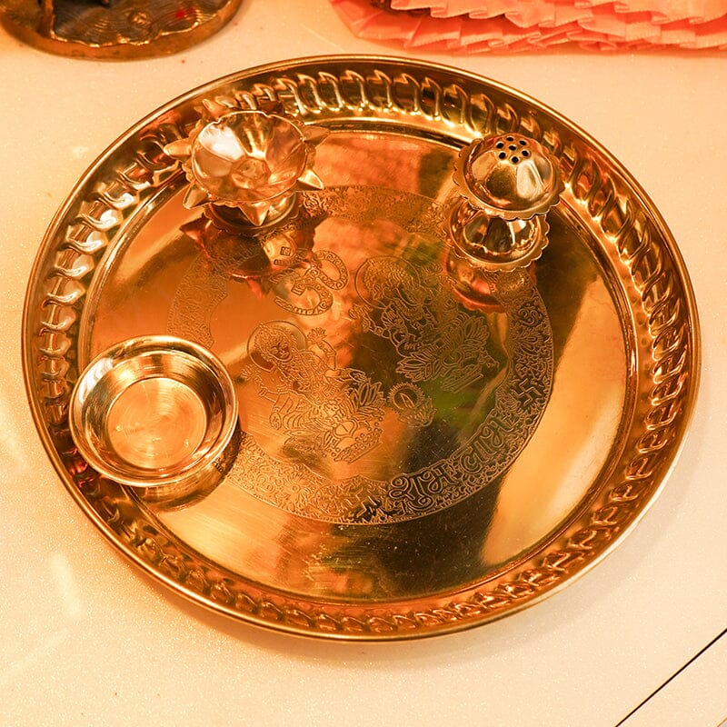 Elegant Ganesh Laxmi Brass Pooja Thali
