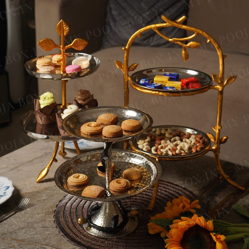 Gold Leaf 2 Tier Cake Stand