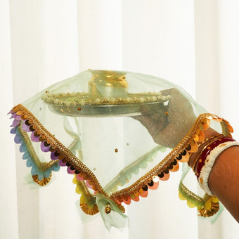 Opulent Mint Green Thali Cover
