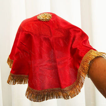 Royal Red Lachka Lace Thali Cover