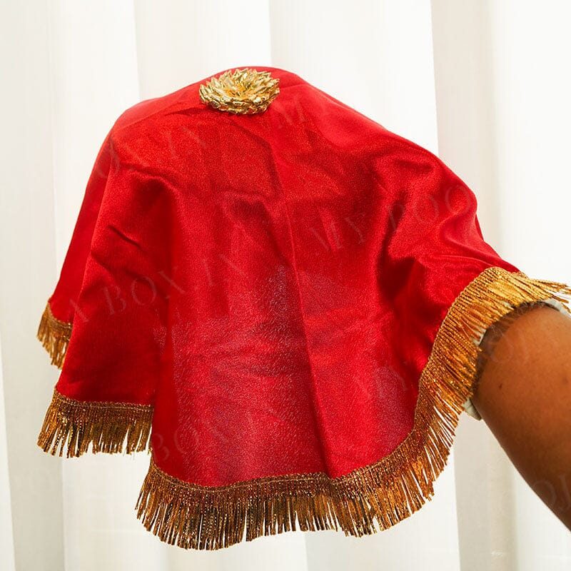 Royal Red Lachka Lace Thali Cover