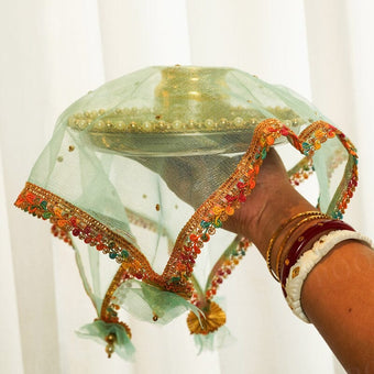 Prismatic Mint Green Thali Cover