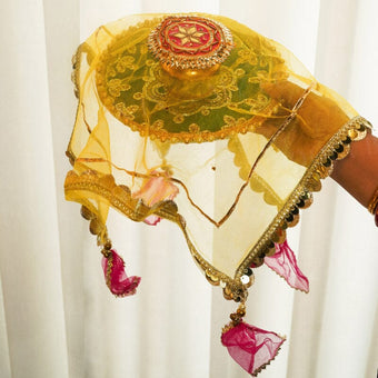 Charming Yellow Pink Thali Cover