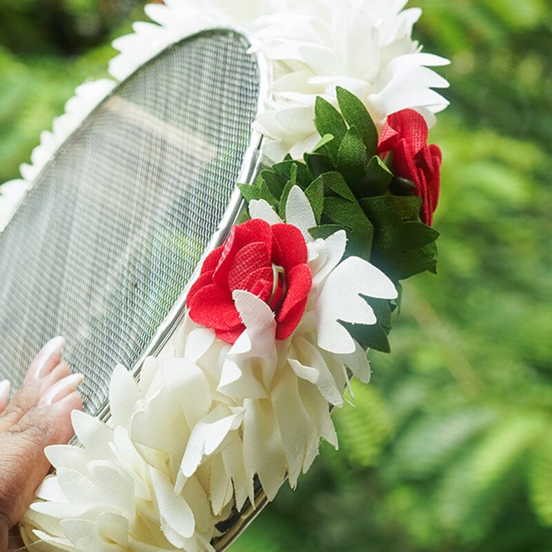 White & Red Flower Seive for Karwa Chauth