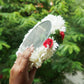 White & Red Flower Seive for Karwa Chauth