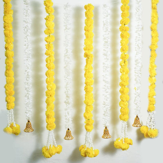 Artificial Jasmine Flower And Yellow Marigold Backdrop Decoration