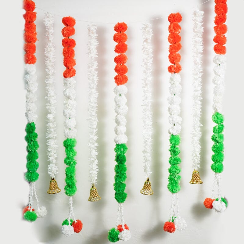 Tiranga Artificial Jasmine Flower And Tricolor Marigold Backdrop Decoration | Republic Day, Independence Day Decoration