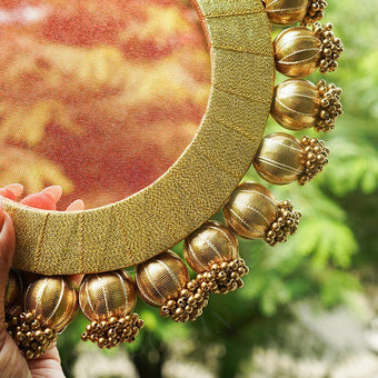 Red & Golden Beaded Seive For Karwa Chauth