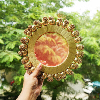 Red & Golden Beaded Seive For Karwa Chauth