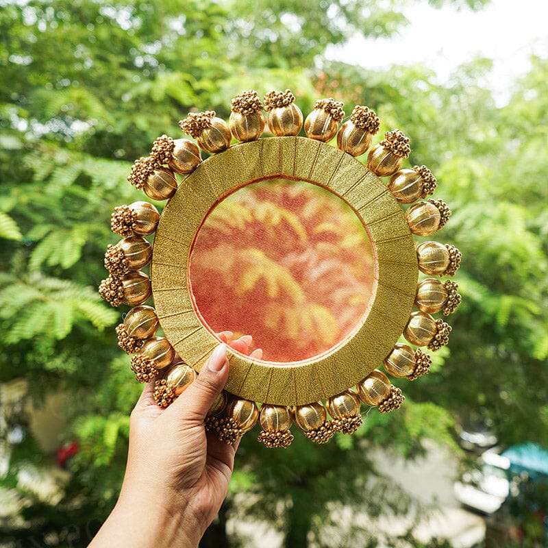 Red & Golden Beaded Seive For Karwa Chauth