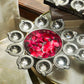 Aesthetic Silver Finish Floral Urli With Diya
