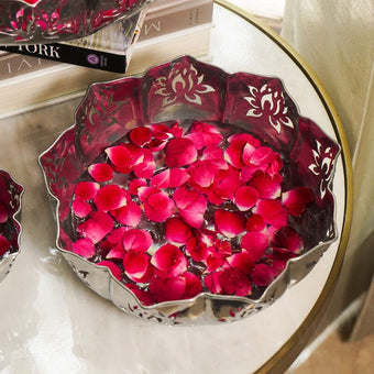 Zahra Silver Finish Lotus Urli