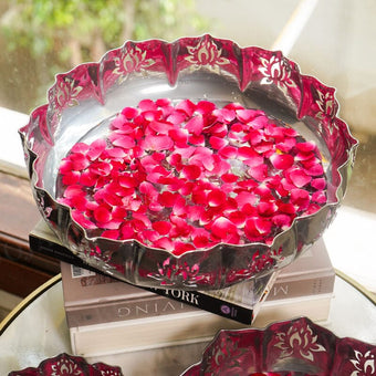 Zahra Silver Finish Lotus Urli