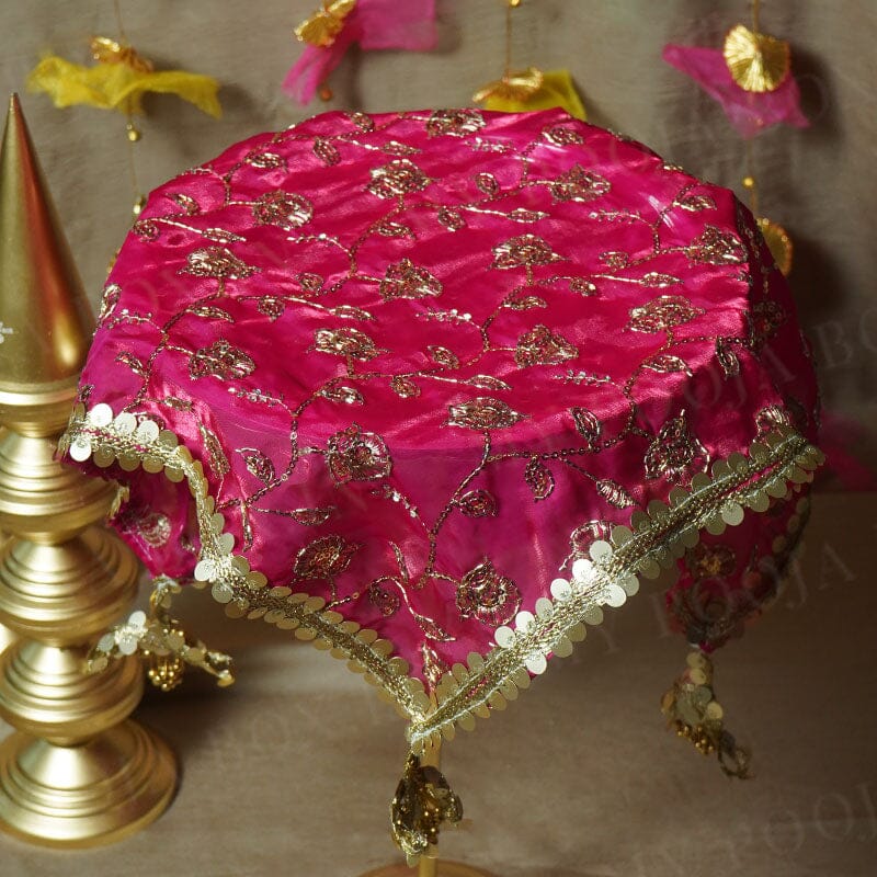 Royal Zari Vibrant Pink Thali Cover