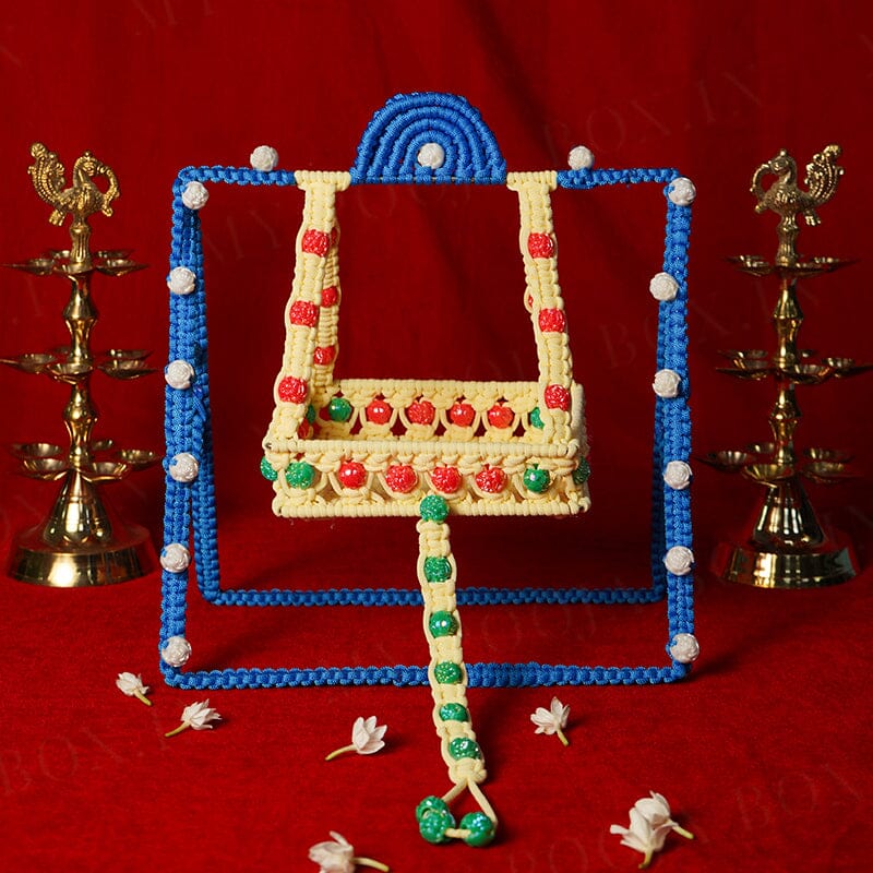 Blue Beige Crochet Krishan Jhula