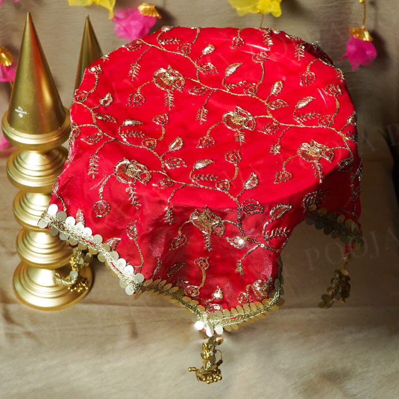 Royal Zari Red Thali Cover
