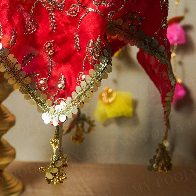 Royal Zari Red Thali Cover