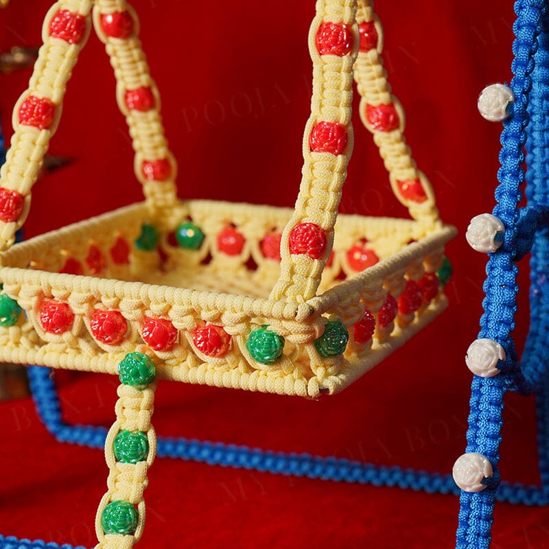 Blue Beige Crochet Krishan Jhula