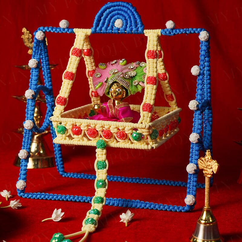Blue Beige Crochet Krishan Jhula
