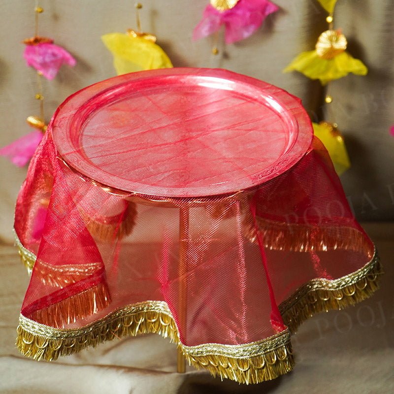 Meher Bano Red Round Thali Cover