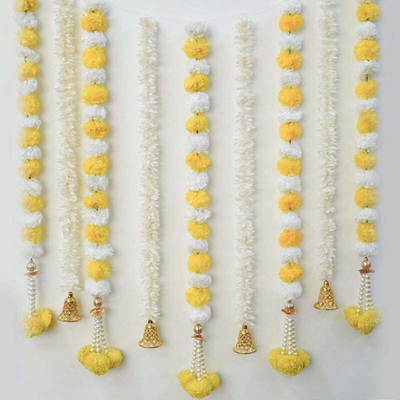 Artificial Jasmine And Yellow Marigold Decorative Backdrop