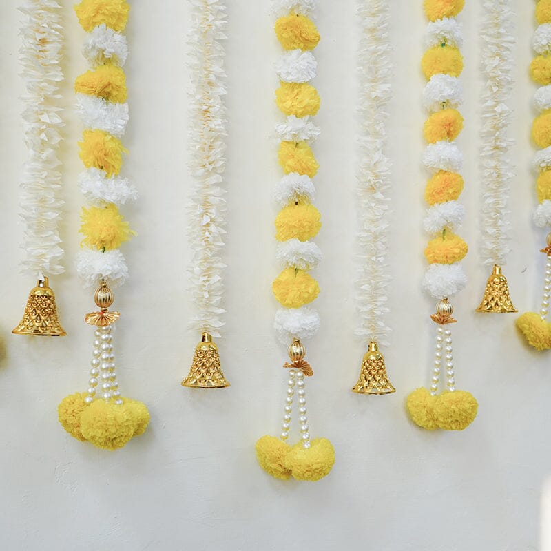 Artificial Jasmine And Yellow Marigold Decorative Backdrop
