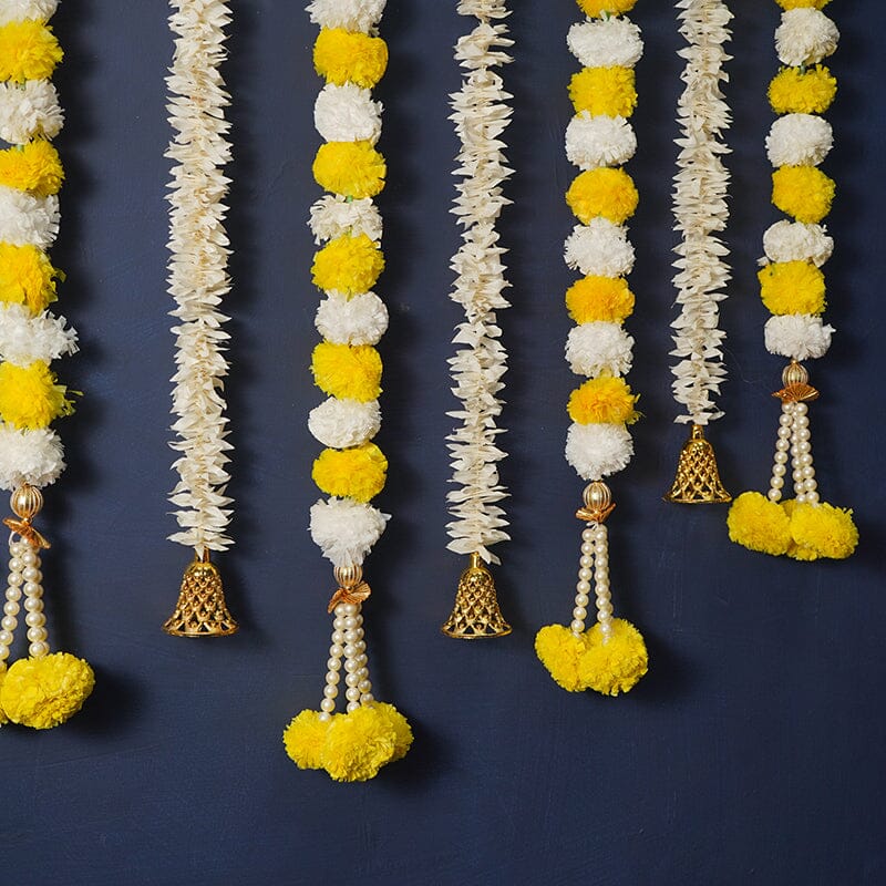 Artificial Jasmine And Yellow Marigold Decorative Backdrop