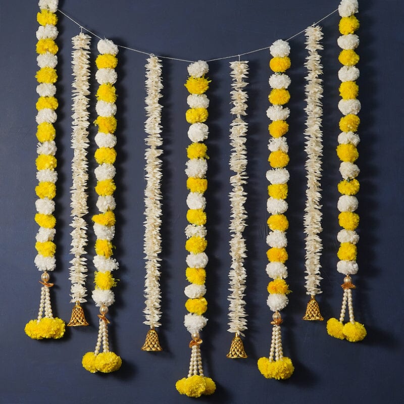 Artificial Jasmine And Yellow Marigold Decorative Backdrop