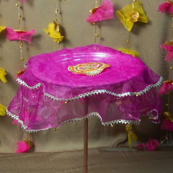 Royal Pink Gota Patti Thali Cover