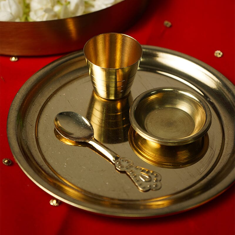 Brass Pooja Bhog Thali Set