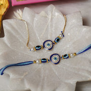 Graceful Pearl Evil Eye Bhaiya Bhabhi Rakhi